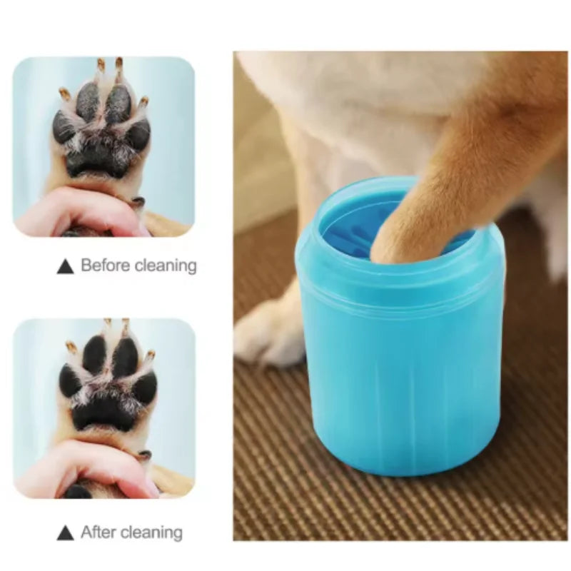 Limpiador de Patas para Perros y Gatos con Cepillo de Silicona – Taza Portátil para Patas Sucias