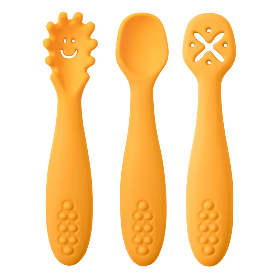 Set de 3 Cucharas de Aprendizaje para Bebé – Suaves para la Alimentación y el Destete