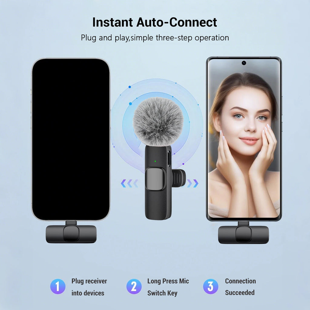 Micrófono Lavalier Inalámbrico con Puerto Tipo-C – Micrófono de Solapa para Smartphones, Tabletas y Computadoras