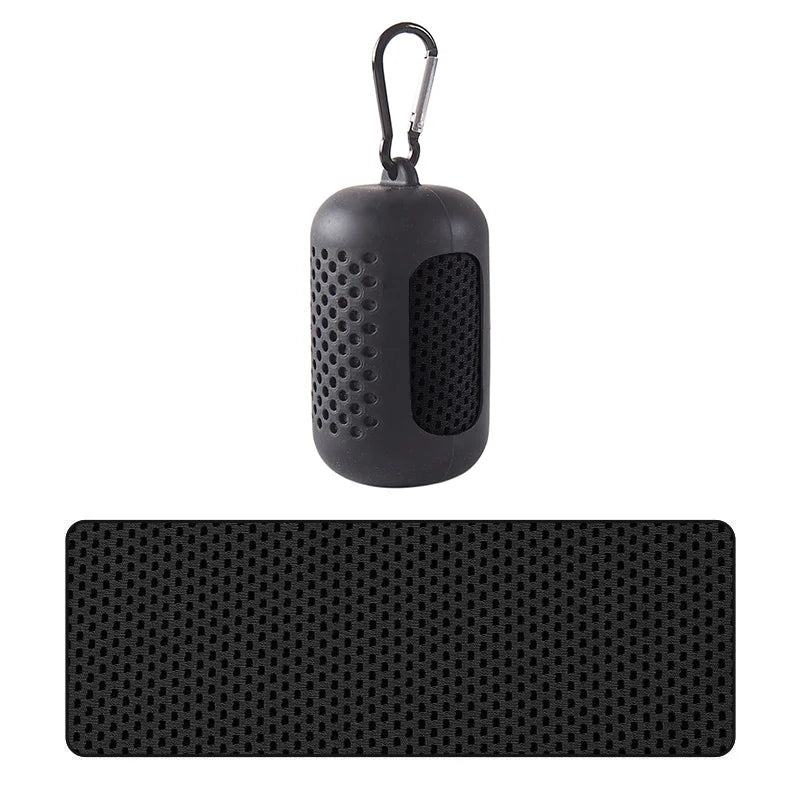 Toalla Refrescante Deportiva Portátil con Estuche de Silicona – Secado Rápido para Gimnasio, Yoga, Playa y Running