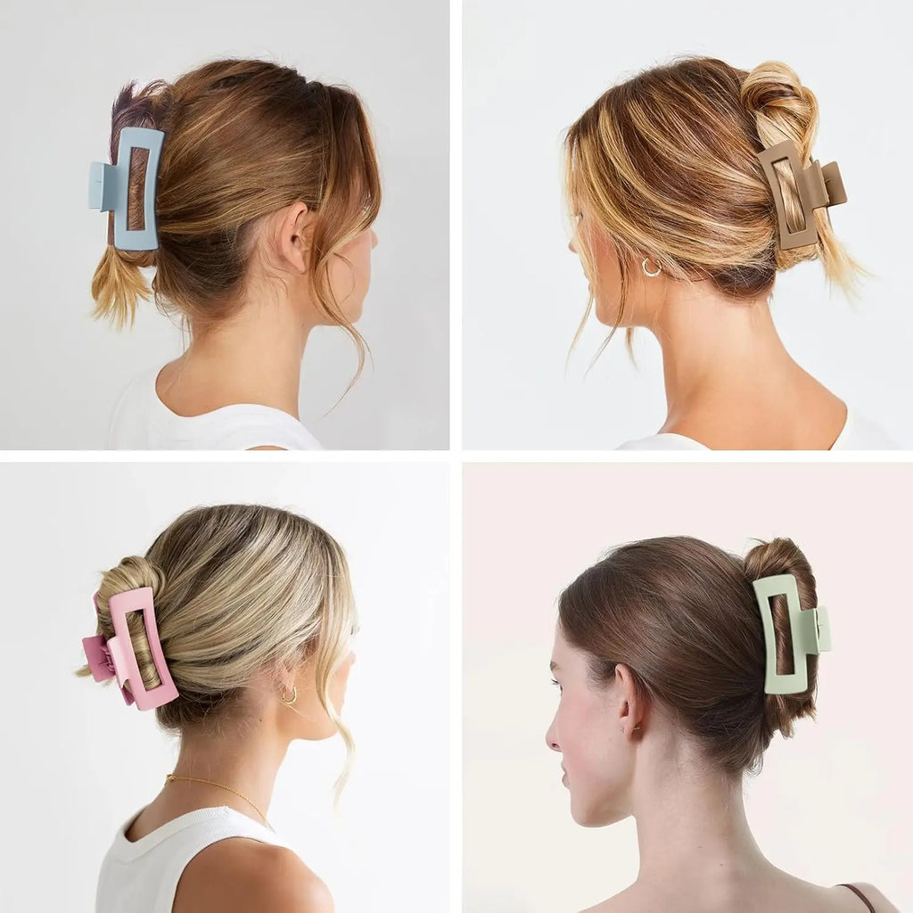 Pinzas para el Cabello Cuadradas Mate Set de 7 – Clips de Agarre Fuerte de 8,6 cm para Mujer, Cabello Grueso y Fino