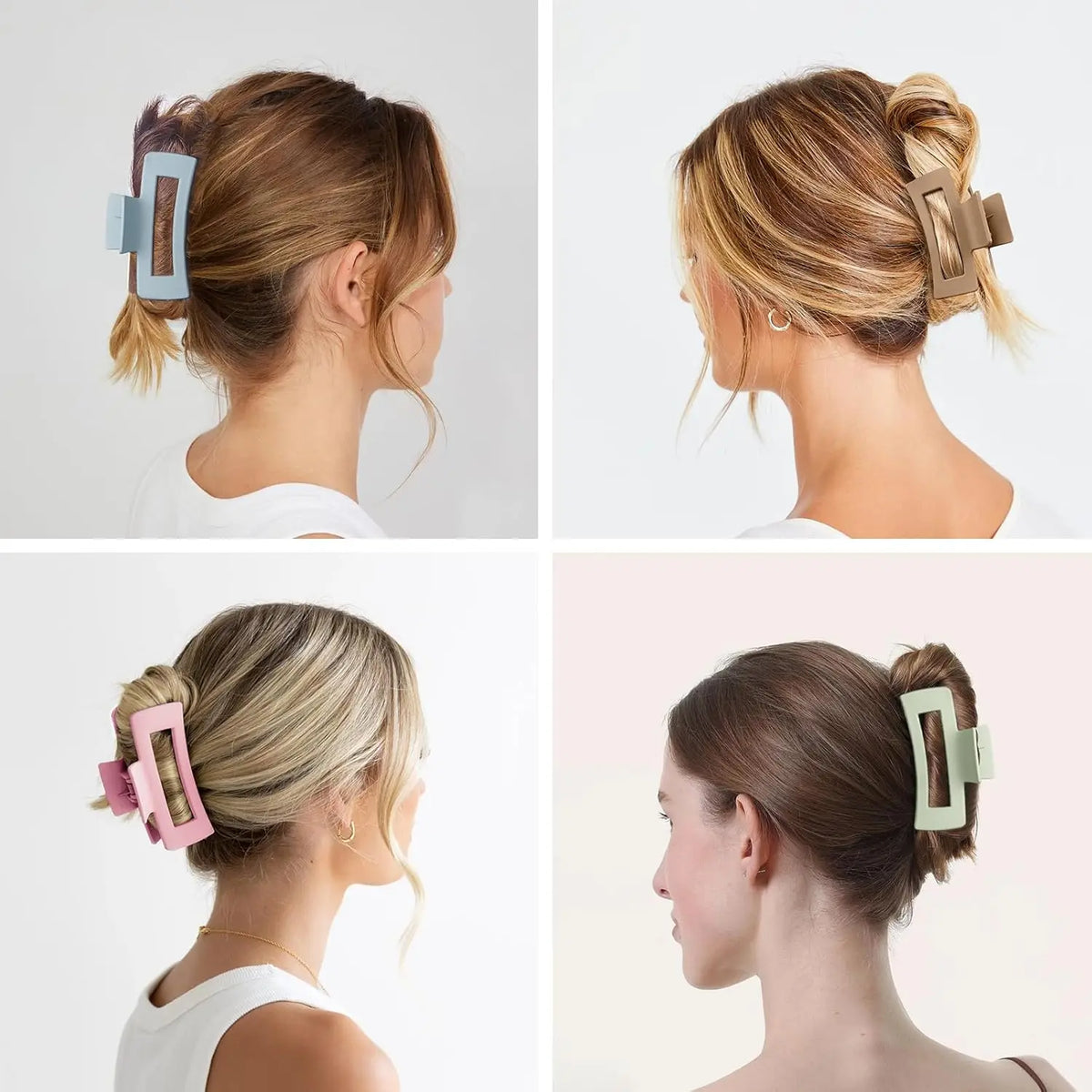 Pinzas para el Cabello Cuadradas Mate Set de 7 – Clips de Agarre Fuerte de 8,6 cm para Mujer, Cabello Grueso y Fino