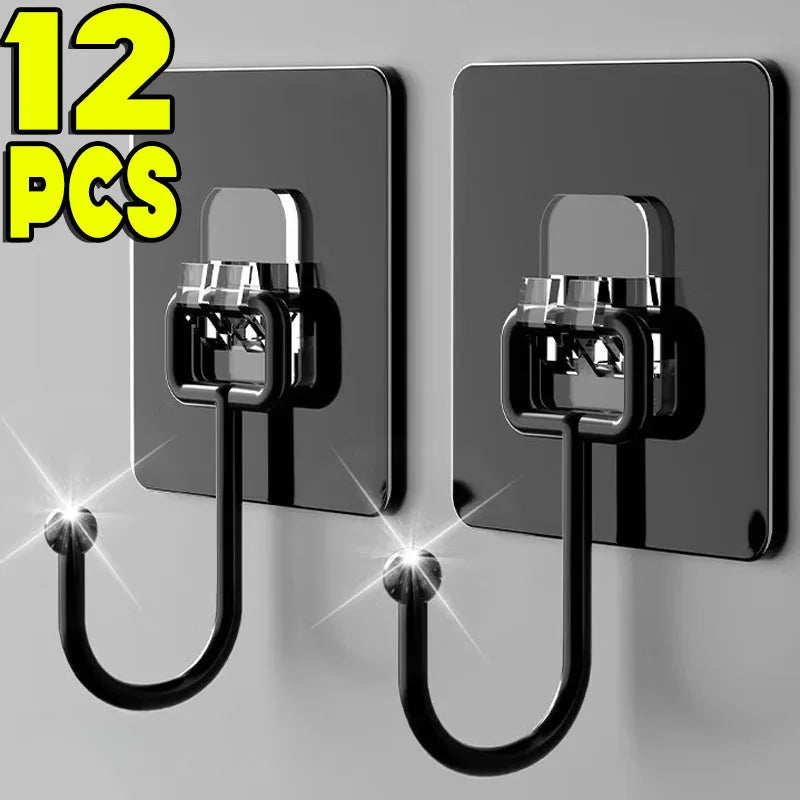 Ganchos Adhesivos Fuertes para Pared Pack de 12 – Sin Taladro para Cocina, Baño y Toallas