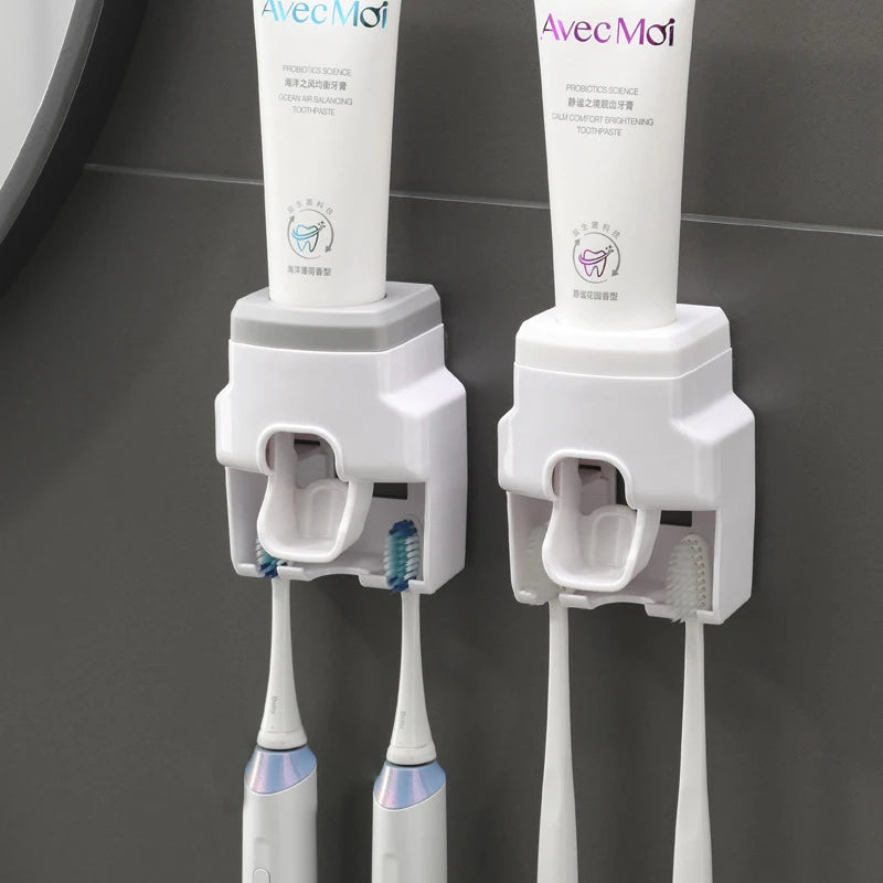 Dispensador Automático de Pasta Dental de Pared con Portacepillos – Sin Taladro para Baño Familiar