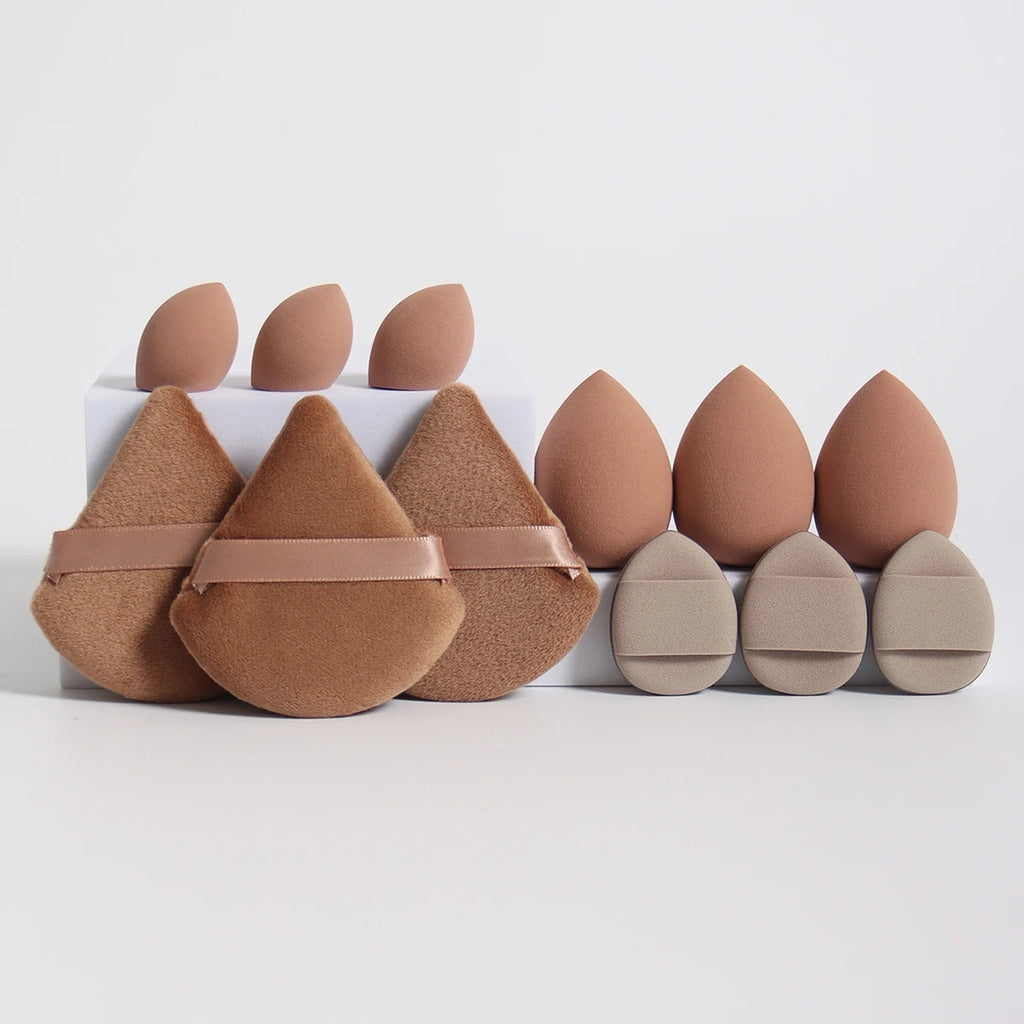 Set de Esponjas de Maquillaje de 12 Piezas – Borlas para Polvos, Mini Puffs y Beauty Blenders para Base y Corrector