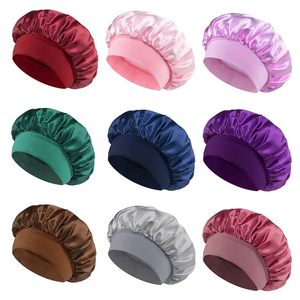 Gorro de satén para dormir, cuidado del cabello para mujer