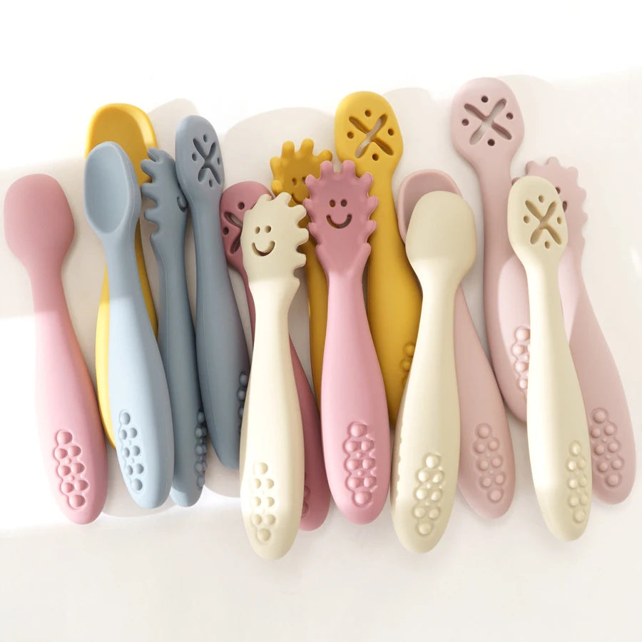 Set de 3 Cucharas de Aprendizaje para Bebé – Suaves para la Alimentación y el Destete