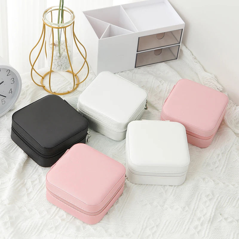 Estuche Organizador de Joyas de Viaje – Caja de Cuero PU para Anillos, Collares y Aretes