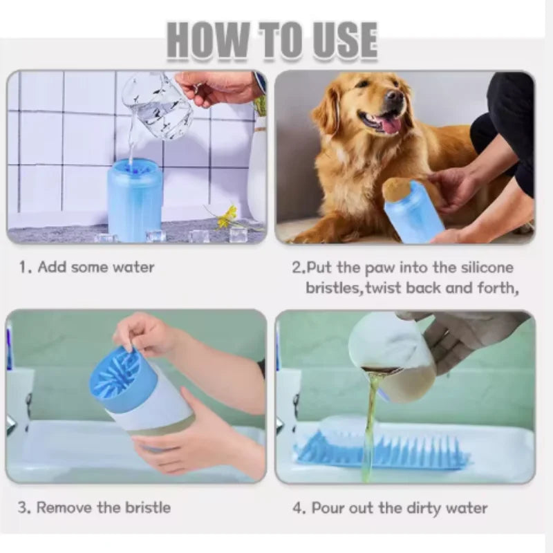 Limpiador de Patas para Perros y Gatos con Cepillo de Silicona – Taza Portátil para Patas Sucias