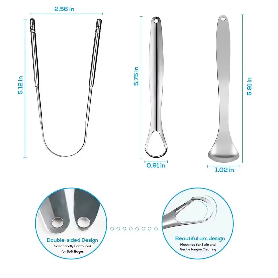 Raspador Limpiador de Lengua de Acero Inoxidable – Reutilizable y Portátil para Higiene Bucal Diaria