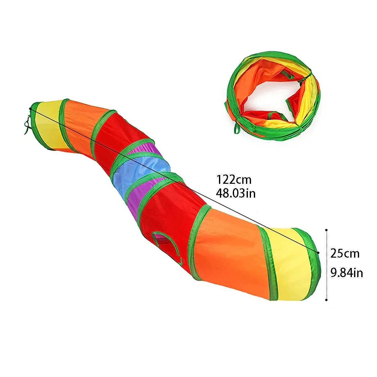 Túnel Plegable para Gatos Arcoíris 50 cm – Juguete Interactivo para Gatitos