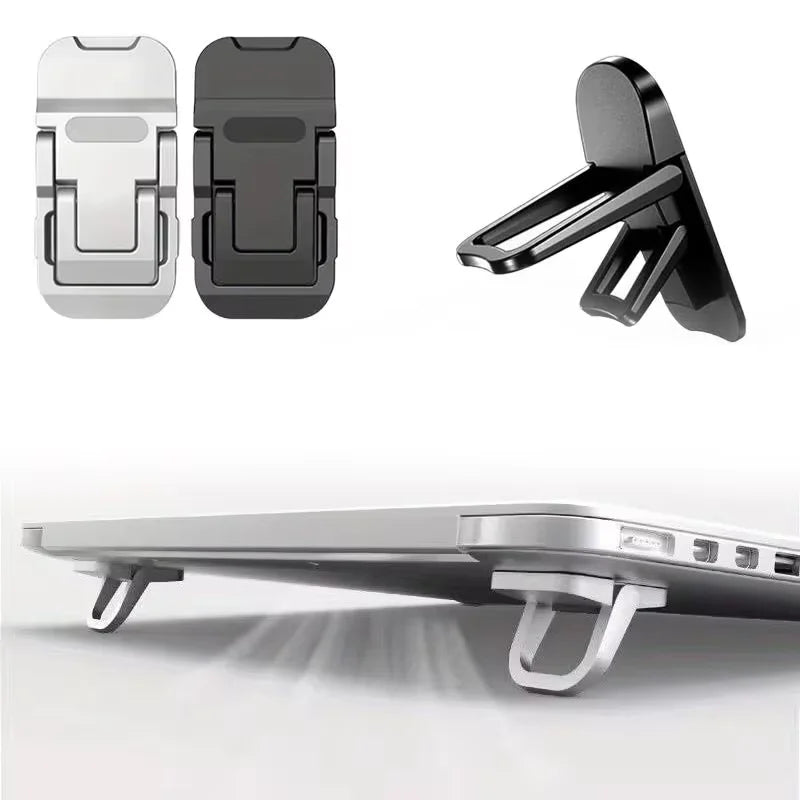 Mini Soporte Plegable para Laptop 2 Piezas – Elevador Adhesivo Invisible con 2 Ángulos Ajustables