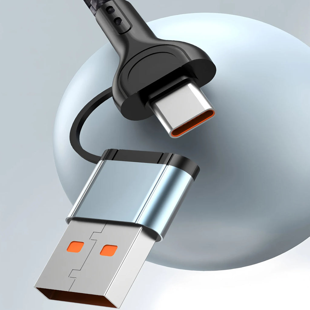 Cable de Carga USB 3 en 1 Trenzado de Nailon – Conectores Tipo C, Micro USB y Lightning para Teléfonos