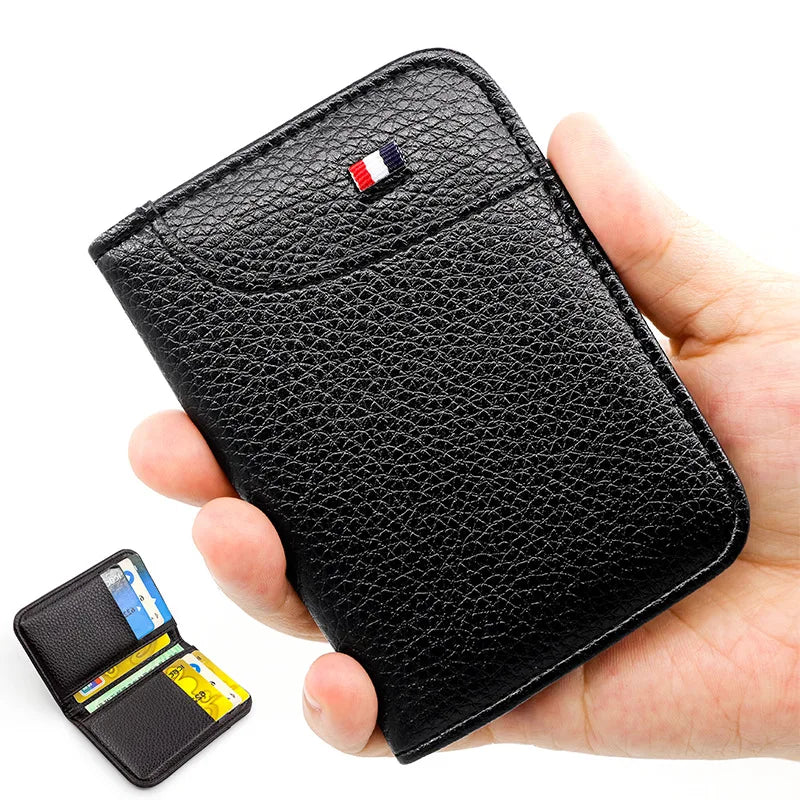 Tarjetero Ultrafino de Cuero PU para Hombre – Mini Billetera Delgada para Tarjetas y Documentos