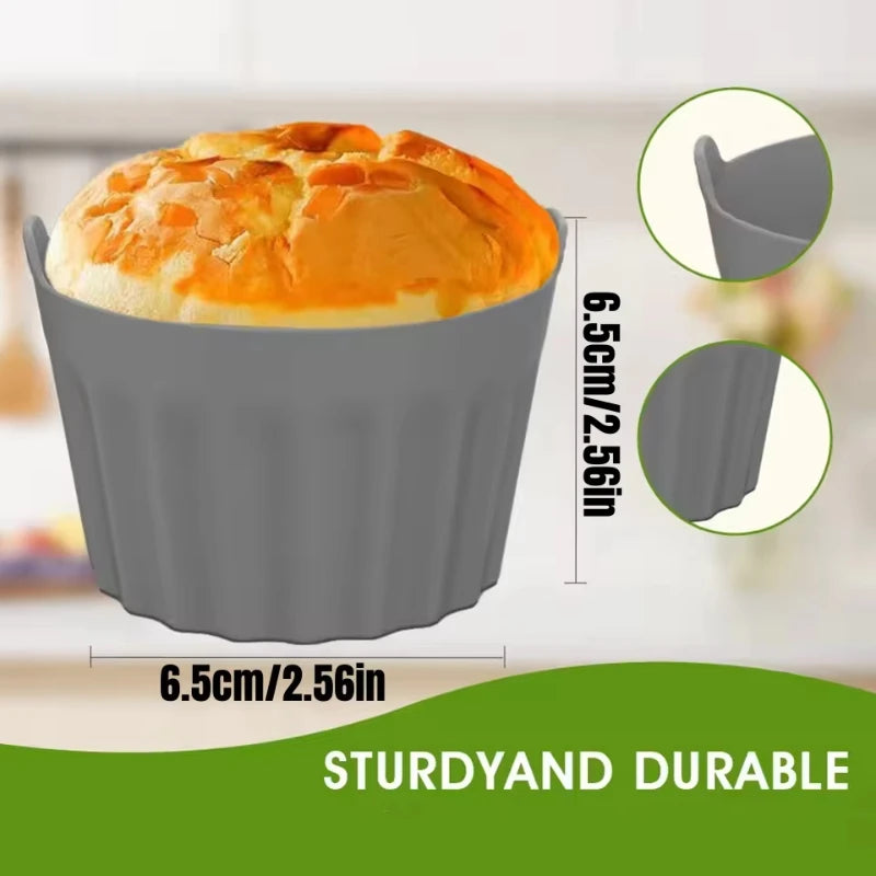 Moldes de Silicona para Muffins y Cupcakes – Ramekines Antiadherentes Reutilizables para Horno y Freidora de Aire