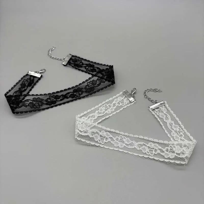 Gargantilla de Encaje para Mujer – Choker Corto en Negro y Blanco para Fiesta