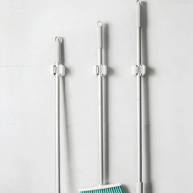 Soporte de Pared para Fregona y Escoba Sin Taladro – Clip Organizador Adhesivo para Baño y Cocina
