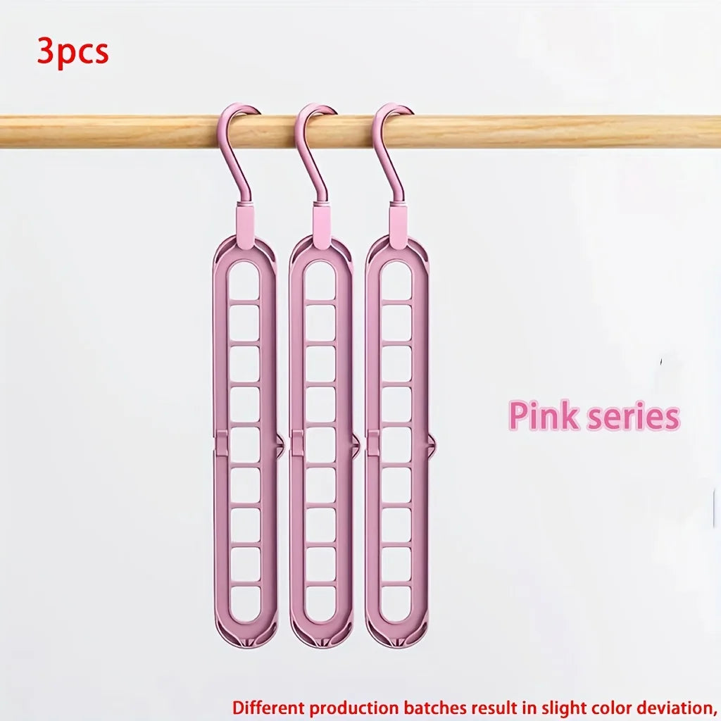 Perchas Plegables de 9 Agujeros Pack de 3 – Organizador de Ropa Ahorra Espacio para Armario y Viaje