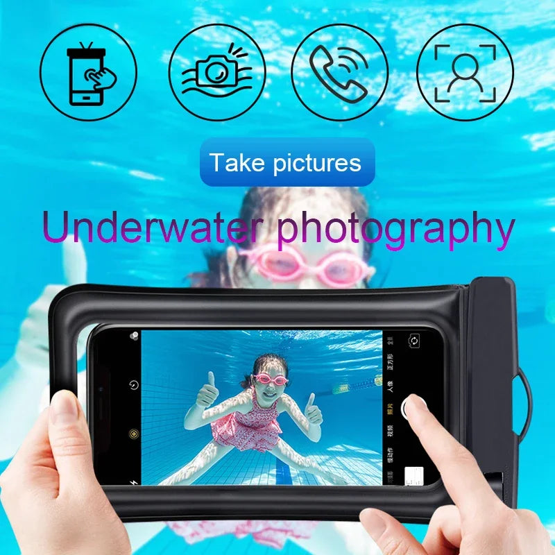 Funda Impermeable para Celular con Cordón – Bolsa Seca Transparente Táctil para Playa, Piscina y Natación