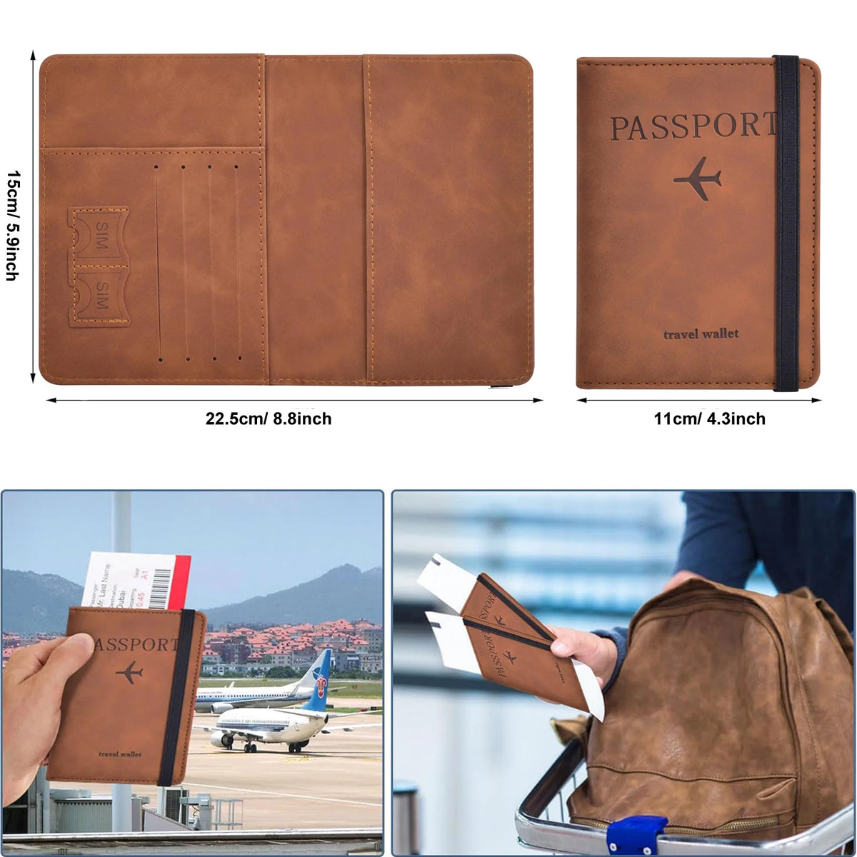 Portapasaportes de viaje con tarjetero