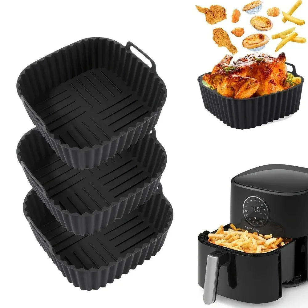 Molde de Silicona Reutilizable para Freidora de Aire – Antiadherente Cuadrado para Horno y Microondas (4-7 QT)