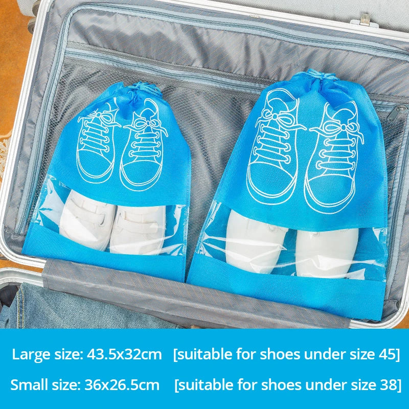 Bolsas para Zapatos de Viaje Impermeables – Set de 5 Bolsas Organizadoras con Cordón para Maleta