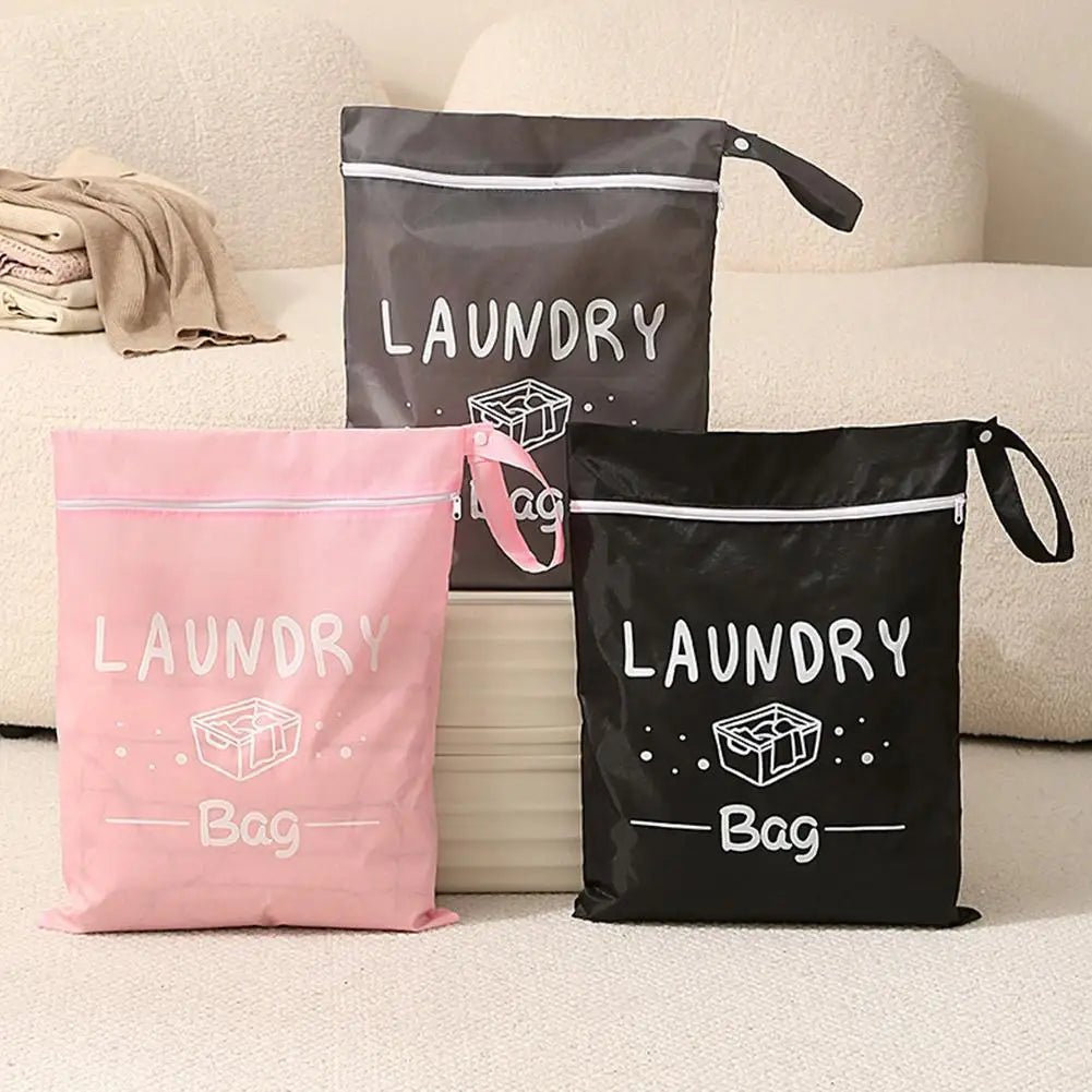 Bolsa de Lavandería de Viaje Impermeable – Organizador Húmedo y Seco con Cremallera y Correa para Colgar