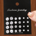 Set de 12 Pares de Aretes de Zirconia – Brillantes y Elegantes para Mujer, Ideales para Fiesta y Regalo