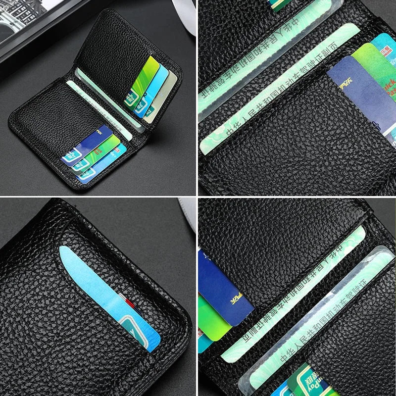 Tarjetero Ultrafino de Cuero PU para Hombre – Mini Billetera Delgada para Tarjetas y Documentos