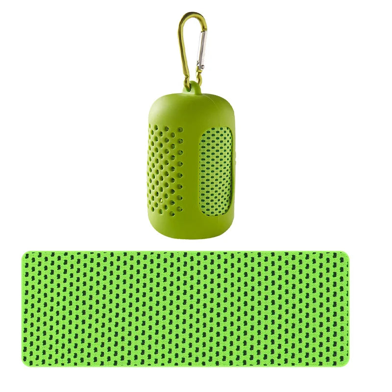 Toalla Refrescante Deportiva Portátil con Estuche de Silicona – Secado Rápido para Gimnasio, Yoga, Playa y Running