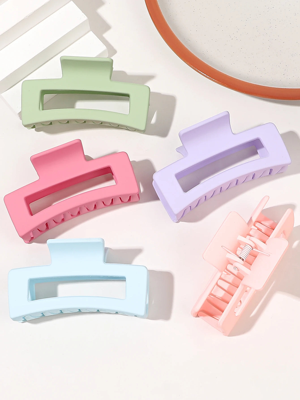 Pinzas para el Cabello Cuadradas Mate Set de 7 – Clips de Agarre Fuerte de 8,6 cm para Mujer, Cabello Grueso y Fino