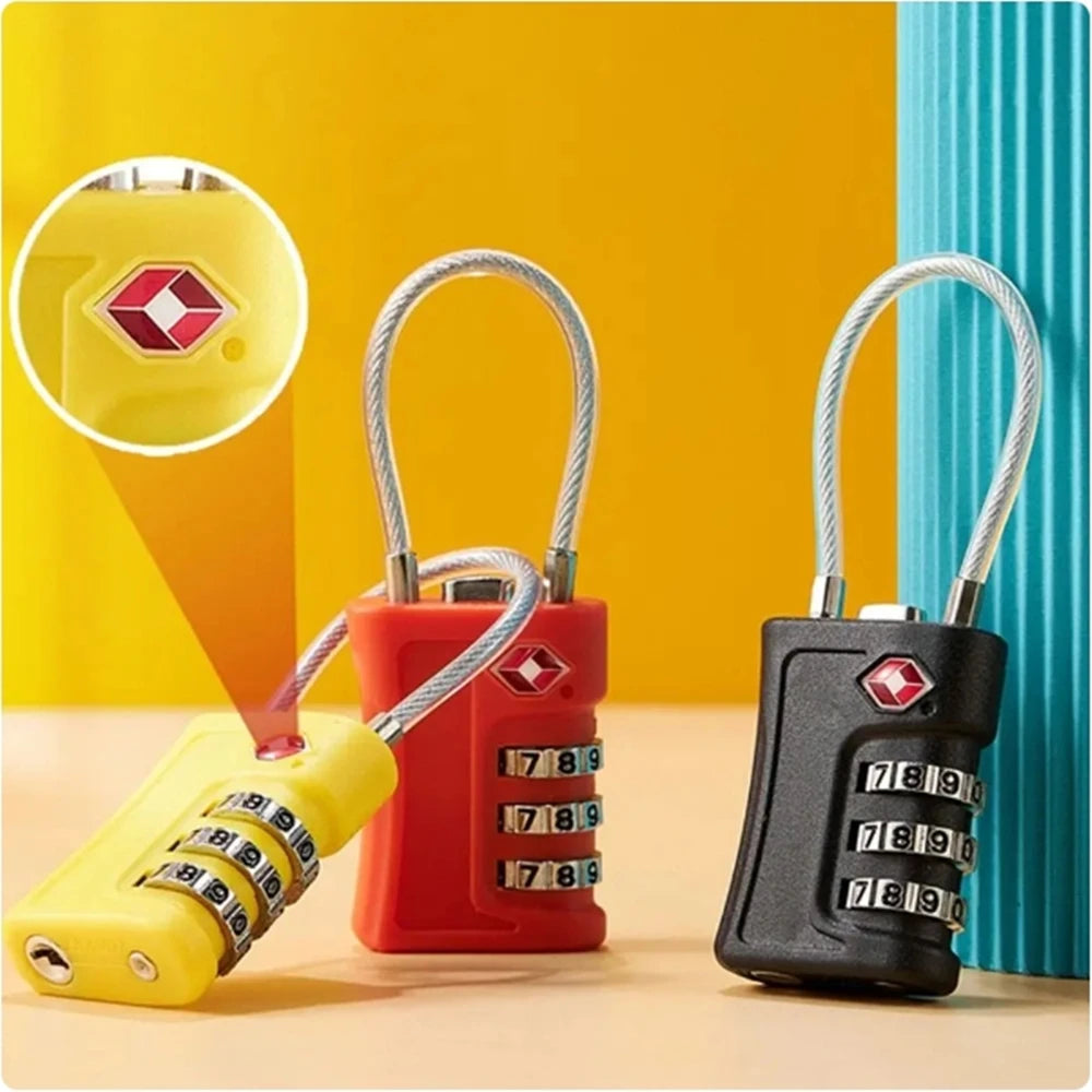 Candado TSA para Maleta con Combinación de 3 Dígitos y Cable de Acero – Candado de Viaje para Equipaje y Mochila
