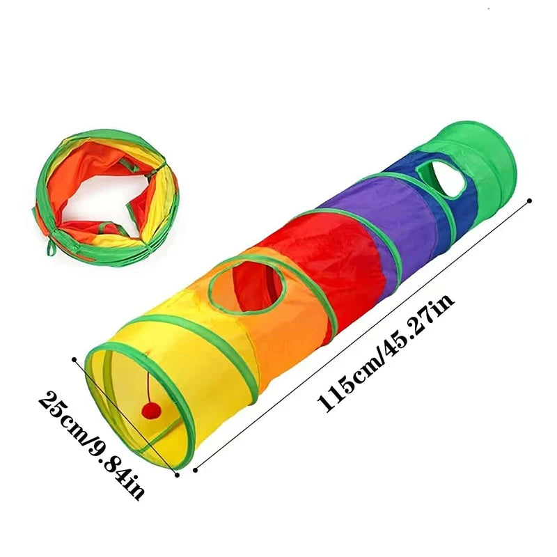 Túnel Plegable para Gatos Arcoíris 50 cm – Juguete Interactivo para Gatitos