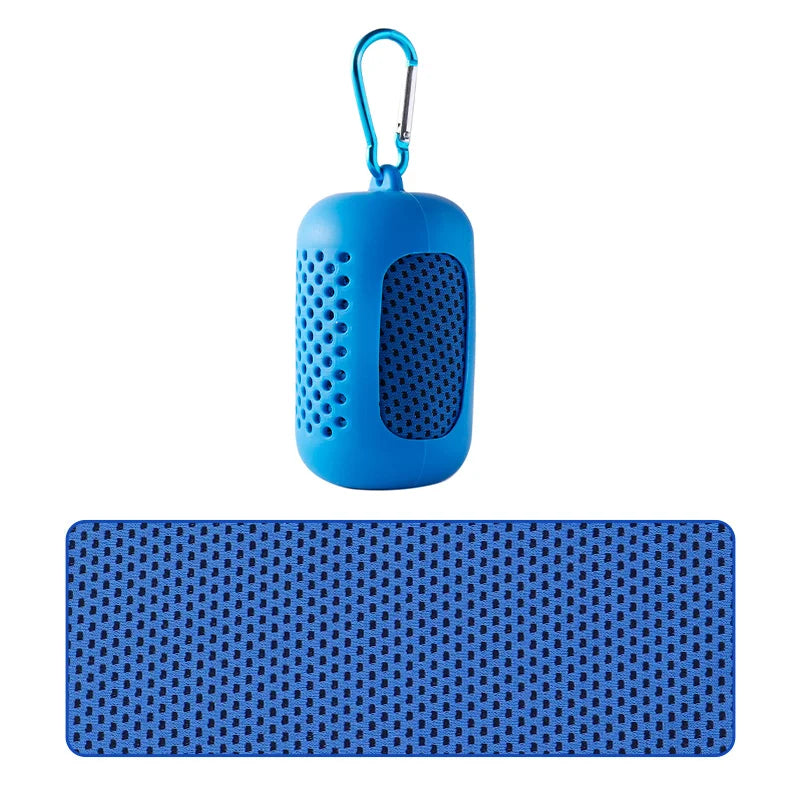 Toalla Refrescante Deportiva Portátil con Estuche de Silicona – Secado Rápido para Gimnasio, Yoga, Playa y Running