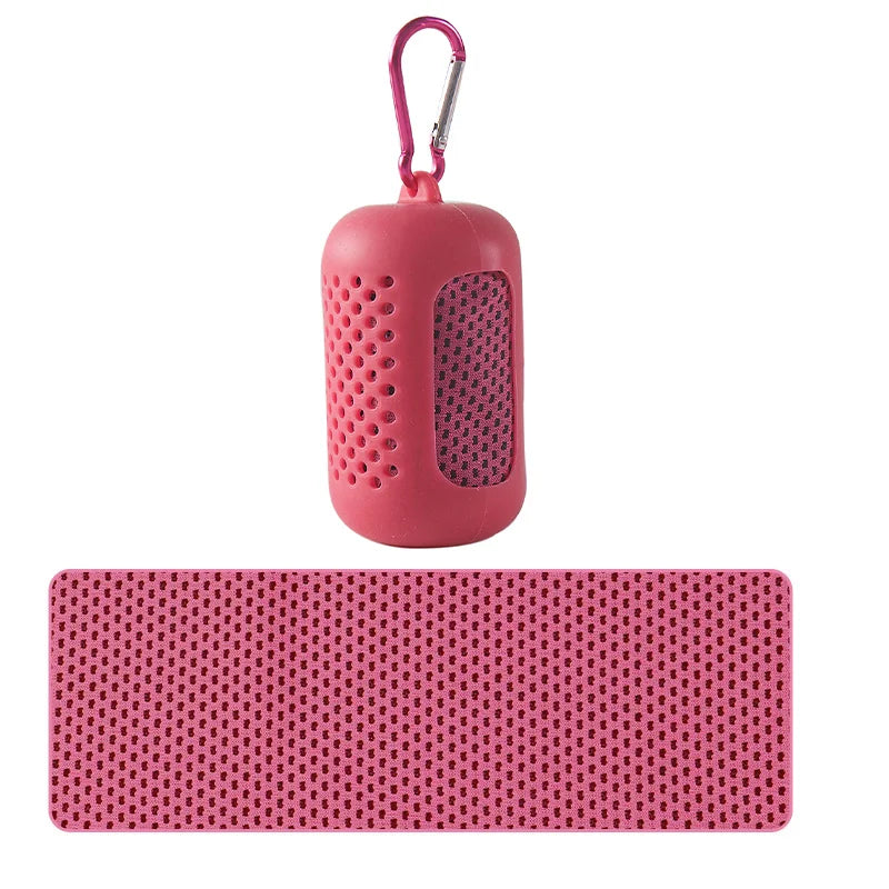 Toalla Refrescante Deportiva Portátil con Estuche de Silicona – Secado Rápido para Gimnasio, Yoga, Playa y Running