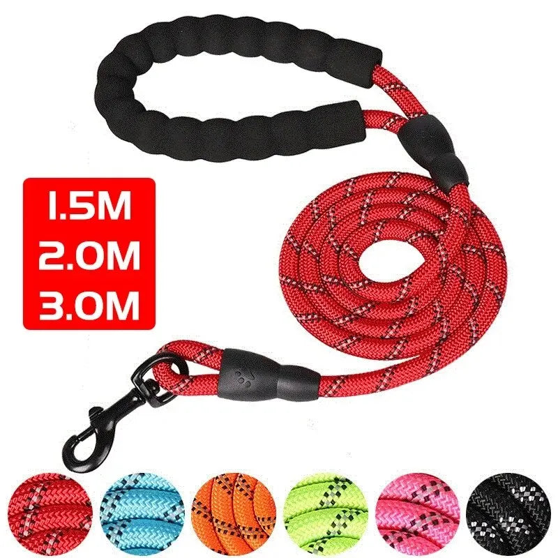 Correa Reflectante para Perros con Mango Acolchado – Cuerda Resistente de Paseo y Adiestramiento para Perros Medianos y Grandes