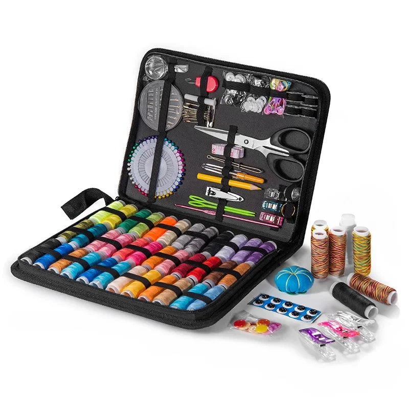Kit de Costura Completo con Estuche – Hilos, Agujas, Tijeras, Cinta Métrica y Botones para Hogar y Viaje