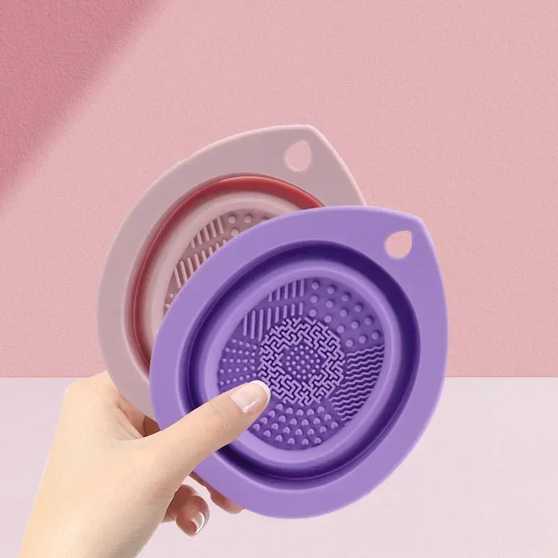 Limpiador de Brochas de Maquillaje de Silicona – Cuenco Plegable con Textura para Lavar Brochas y Esponjas