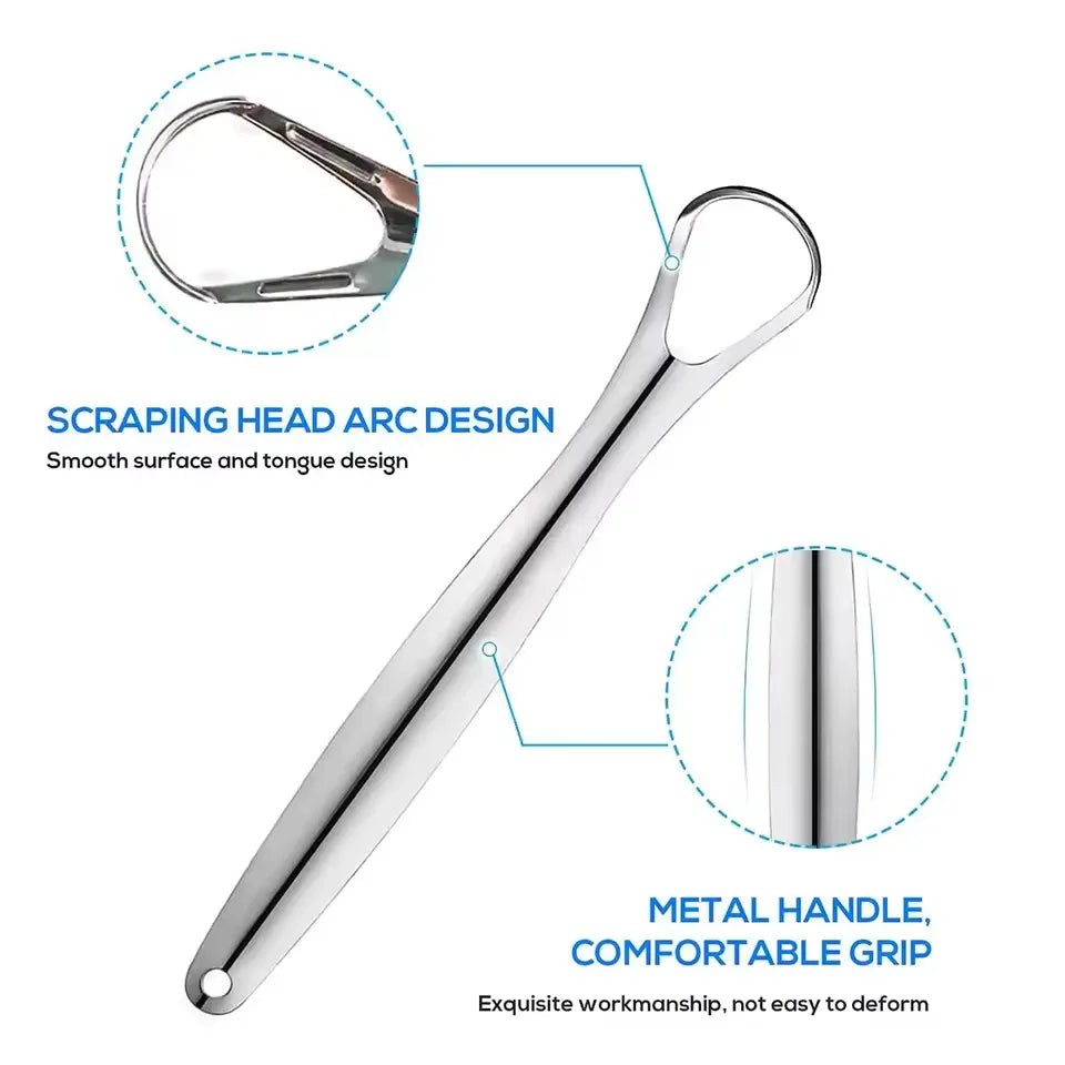 Raspador Limpiador de Lengua de Acero Inoxidable – Reutilizable y Portátil para Higiene Bucal Diaria
