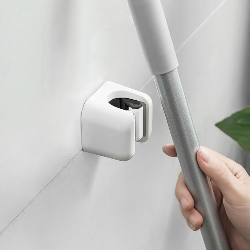 Soporte de Pared para Fregona y Escoba Sin Taladro – Clip Organizador Adhesivo para Baño y Cocina