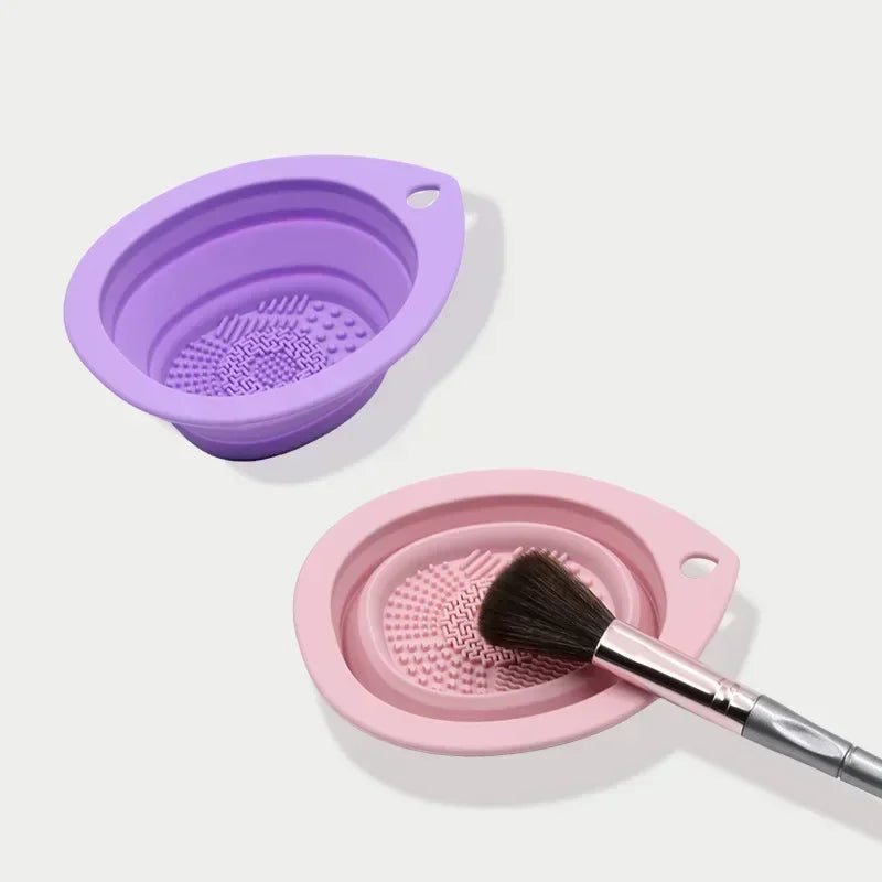 Limpiador de Brochas de Maquillaje de Silicona – Cuenco Plegable con Textura para Lavar Brochas y Esponjas