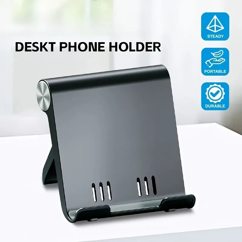 Soporte Plegable para Teléfono y Tablet – Base de Escritorio Ajustable Portátil para Hogar y Oficina