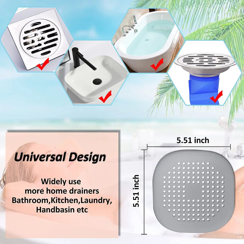Tapón de Desagüe de Silicona con Filtro Atrapapelos – Para Ducha, Bañera y Fregadero