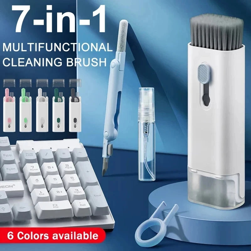 Kit de Limpieza 7 en 1 para Teclado y Auriculares – Cepillo Multifuncional con Extractor de Teclas