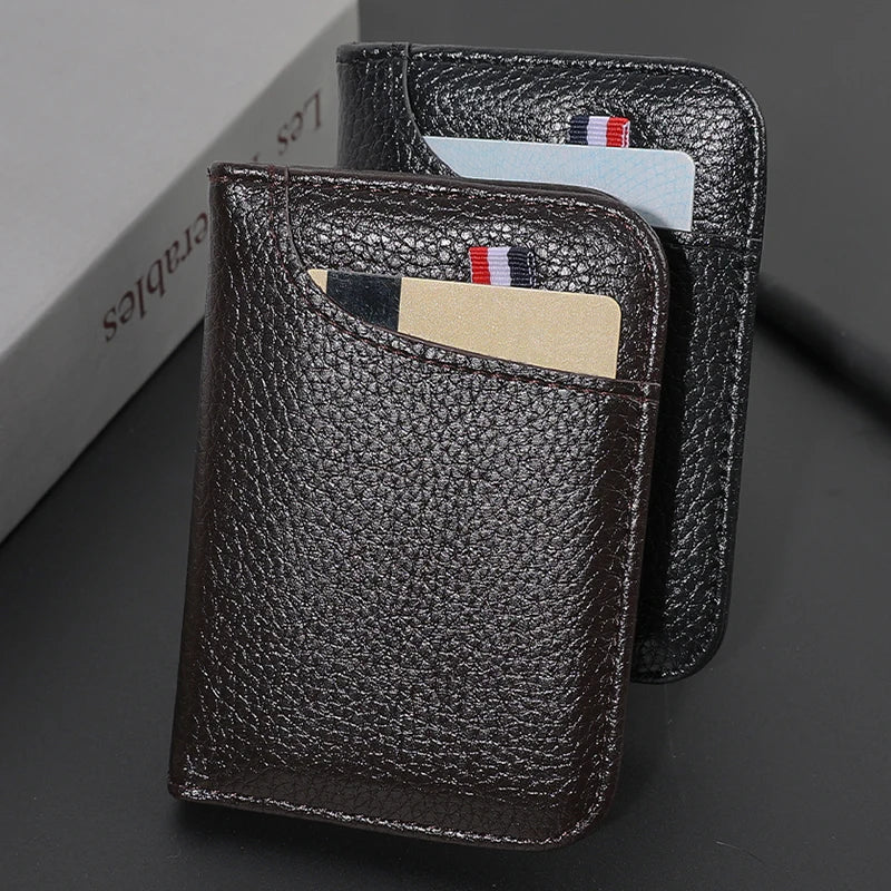 Tarjetero Ultrafino de Cuero PU para Hombre – Mini Billetera Delgada para Tarjetas y Documentos