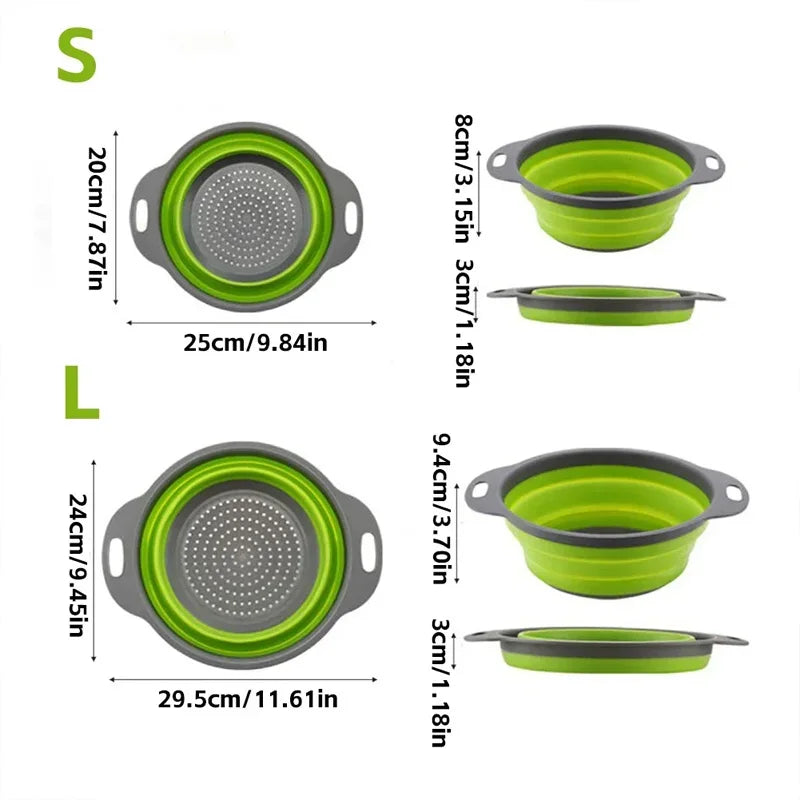 Colador Plegable de Silicona – Cesta Escurridora para Lavar Frutas y Verduras que Ahorra Espacio en la Cocina