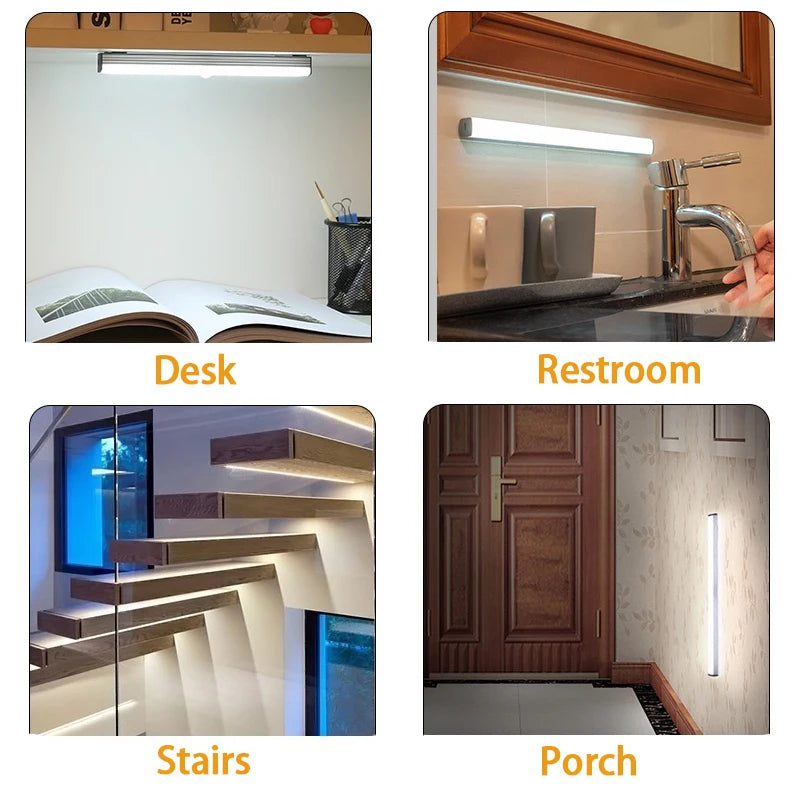 Luz LED con Sensor de Movimiento Recargable por USB – Lámpara Inalámbrica para Armario, Cocina y Escaleras