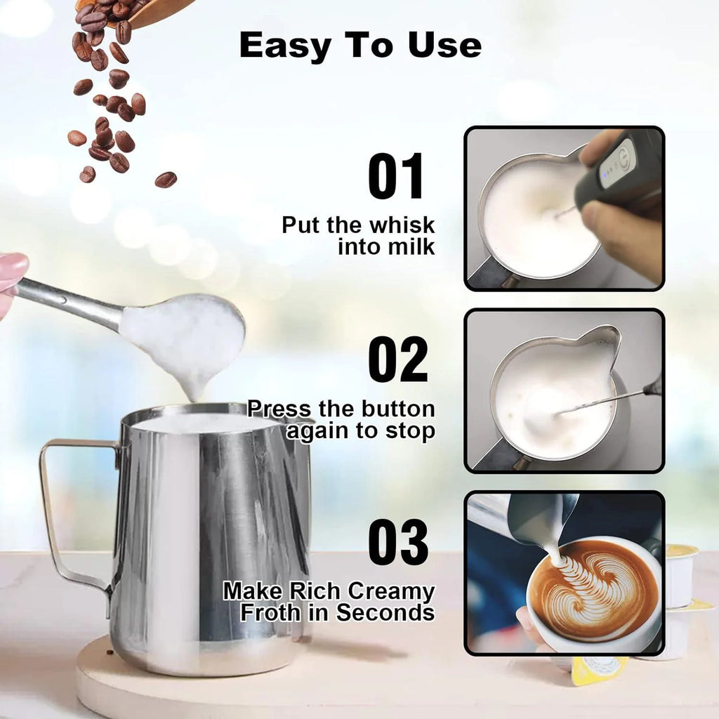 Espumador de Leche Eléctrico USB – Batidor de Café 3 Velocidades Recargable