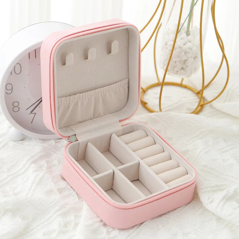 Estuche Organizador de Joyas de Viaje – Caja de Cuero PU para Anillos, Collares y Aretes