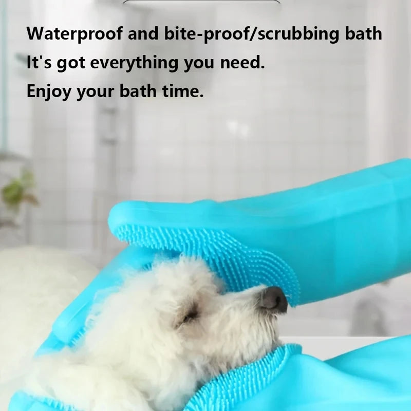 Guantes de Baño de Silicona para Mascotas – Cepillo de Champú y Quitapelos para Perros y Gatos